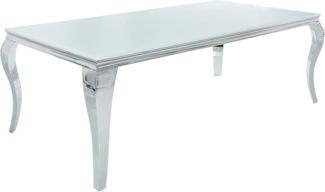riess-ambiente Esstisch MODERN BAROCK 200cm weiß / silber (Einzelartikel, 1-St), Esszimmer · Opalglas · Edelstahl · eckig