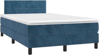 vidaXL Boxspringbett mit Matratze & LED Dunkelblau 120x200 cm Samt 3134397