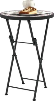 Outsunny Gartentisch mit Mosaik-Design, Ø35,5 x 55 cm, Rund, wetterfest, aus Metall (klappbar Balkontisch, 1-St, Beistelltisch), für Wohnzimmer, Büro, Outdoor, Indoor, Mehrfarbig