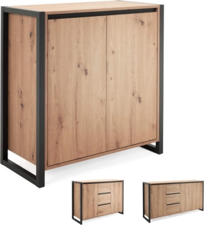 Newroom Kommode Vincent, Wildeiche Sideboard Vintage Industrial Highboard Anrichte Wohnzimmer