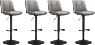 Vasagle Barhocker 4er Set, Barstühle höhenverstellbar, drehbare Küchenhocker, gesteppter PU-Bezug, mit Rückenlehne und Fußstütze, Esszimmer, Theke, Stahl, Taubengrau LJBDE295G01