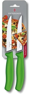Victorinox Swiss Classic 2er Set Steakmesser Gourmet mit Wellenschliff, 12 cm, Klingenschutz, Spülmaschinengeeignet, grün