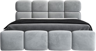 Polsterbett MONAKO 90x200 mit Matratze, Bettkasten und Lattenrost. Farbe: Silber 15