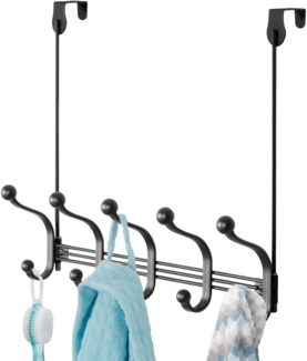 mDesign Hakenleiste Türgarderobe 10 Kleiderhaken Metall Schwarz