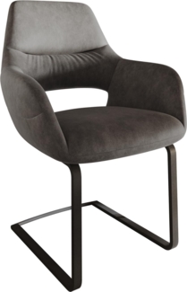 Freischwinger Yago-Flex mit Armlehnen Mikrofaser Anthrazit Vintage Freischwinger flach Schwarz Taschenfederkern