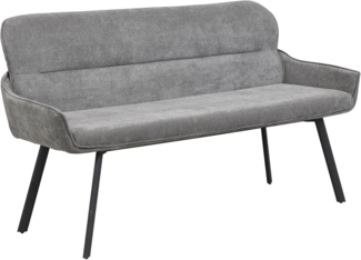 byLIVING Bank RICO/Webstoffbezug, Gestell in schwarz/Taschenfederkern, aufgedoppelter Rücken/Esszimmerbank, Sitzbank/B 140 x H 90 x T 62 cm (Dunkelgrau)