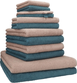 Betz Handtuch Set 12 TLG. Handtuch Set BERLIN Farbe Cappuccino - taubenblau, 100% Baumwolle (12-St)