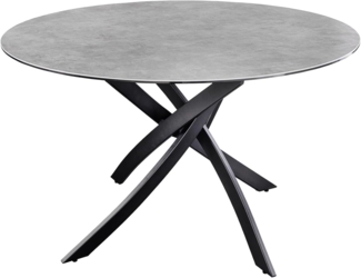 riess-ambiente Esstisch ALPINE 120cm anthrazit/schwarz · runder Keramiktisch mit Metallgestell (Einzelartikel, 1-St), Sterngestell · Glas · Metall · Beton-Design · bis 6 Personen · Modern