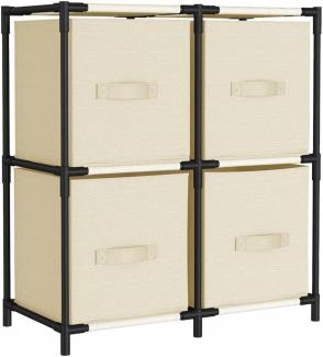 Kommode mit 4 Körben aus Stoff Creme 63×30×71 cm Stahl