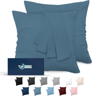 Dreamzie Kissenbezug 60x60 Blau 2er Set Mikrofaser Oeko-TEX Zertifiziert Kopfkissenbezug 60x60 Weich