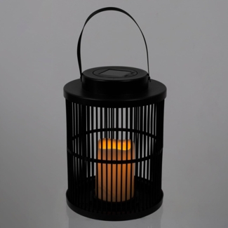 HOME DECO FACTORY, LAO0192, Candle Effect Solar Lantern H25 cm, Elegant and Weather-Resistant Outdoor Lighting, Ideal for Garden and Terrace, Black