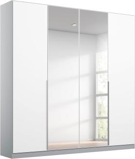 Rauch Möbel Alabama Drehtürenschrank Schrank Kleiderschrank Weiss / Grau mit Spiegel, 4-türig, Inklusive Zubehörpaket Premium, 2 Kleiderstangen, 5 Einlegeböden, 2 Schubkästen, BxHxT 181 x 210 x 54 cm