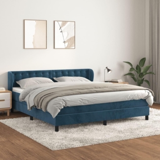 vidaXL Boxspringbett mit Matratze Dunkelblau 180x200 cm Samt 3127749