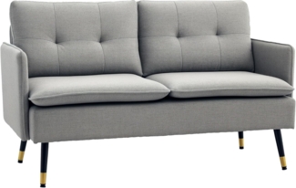 HOMCOM 2-Sitzer Couch mit Dickem Kissen, Leinenoptik, Polstersessel 1 Teile, für Wohnzimmer, Schlafzimmer, Grau