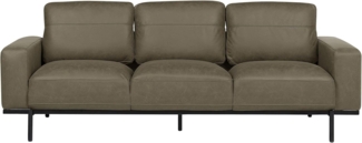 3-Sitzer Sofa Stoff grün Lederoptik SOVIK