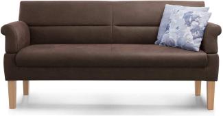 Cavadore 3-Sitzer Sofa Kira mit Federkern / Sitzbank für Küche, Esszimmer / Inkl. Armteilfunktion / 189 x 94 x 81 / Kunstleder dunkelbraun