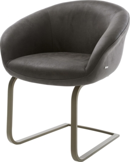 Freischwinger Vinka-Flex mit Armlehnen Mikrofaser Anthrazit Vintage Freischwinger flach Effektfinish Titan Taschenfederkern