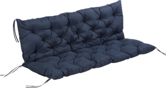 Outsunny Bankauflage 3 Sitzer, 150 x 98 x 8 cm, mit Bändern, Outdoor/Indoor, (1 St), für Gartenmöbel, Fensterbank Sitzbank, Hollywoodschaukel, Blau