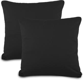 aqua-textil Classic Line Kissenbezug 2er-Set 80x80 cm schwarz Baumwolle Kissen Bezug Kissenhülle, Kopfkissenüberzug, Pillowcase, Bettkissen, Kopfkissenbezug, Reißverschluss Jersey