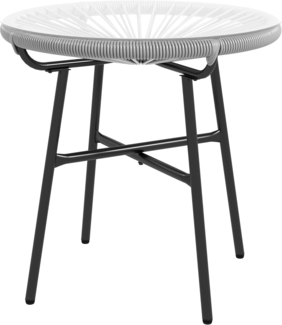 Outsunny Beistelltisch aus PE Rattan runder Couchtisch mit Glastischplatte Tablett Gartentisch Gartenmöbel Kaffeetisch Sofatisch Bistrotisch für Garten Terrasse Balkon, 50 x 50 x 50 cm, Grau