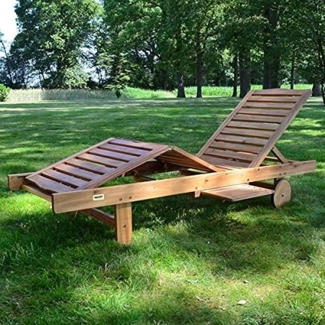 Hecht Gartenliege Resort A, Akazienholz, 199 x 62 x 30 cm (L x B x H), Ausziehbare Tische