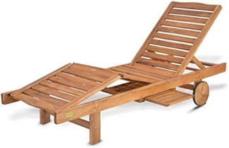 Hecht Gartenliege Resort A, Akazienholz, 199 x 62 x 30 cm (L x B x H), Ausziehbare Tische