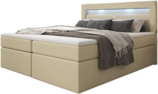 Boxspringbett Repos mit LED und USB 160x200 Beige H4 (100kg+)