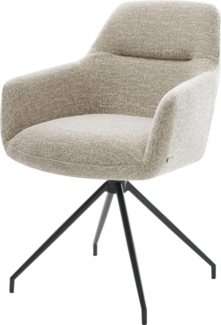 Esszimmerstuhl Pejo-Flex Webstoff Soft Beige Kreuzgestell konisch Schwarz Taschenfederkern