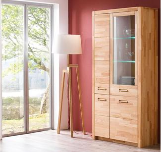 Vitrine >Leduc< in Kernbuche aus Metall - 98x203x40cm (BxHxT)