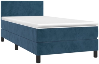 vidaXL Boxspringbett mit Matratze & LED Dunkelblau 90x190 cm Samt 3134259