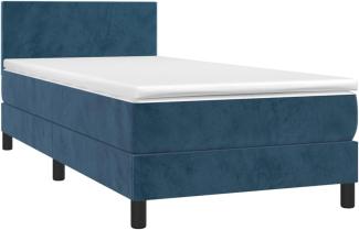 vidaXL Boxspringbett mit Matratze & LED Dunkelblau 90x190 cm Samt 3134259