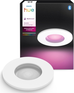 Philips Hue White & Color Ambiance Xamento recessed spotlights 1 Pack, dimmable Bathroom Lights for The Hue System with 16 Million Colours, Intelligent Light Control via Voice and app, White