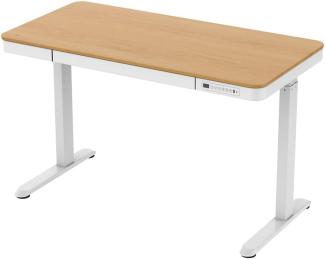 Tuckano Elektrisch höhenverstellbarer Schreibtisch ET119W-C weiß/Eiche Weiß Holz 50 kg 720 - 1220 mm Holz Rechteckige Form Stahl