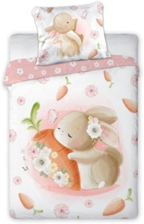 Baby Bettwäsche mit Hase 100x135 cm 100% Baumwolle