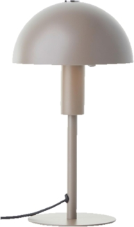 Lightbox Pilz-Tischlampe | 27 cm Höhe, Ø 15 cm | Home Office Schreibtischlampe mit Wipp-Schalter | Mini LED Lampe als Nachttischlampe für das Schlafzimmer | E14 | aus Metall in Matt Taupe/Grau
