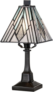 Licht-Erlebnisse Tischleuchte FLORENCE, ohne Leuchtmittel, Glas Metall 32,3 cm hoch in Bronze Antik Mehrfarbig E14 Tiffany Stil