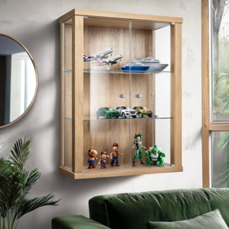 K-Möbel Hängevitrine C1012 (Glasvitrine (80x60x25 cm) mit 2 Glastüren) Glasvitrine hängend