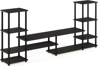 Furinno Turn-N-Tube Groß TV-Ständer, TV-Schrank, TV-Regal, Konsole, Espresso/Schwarz, 197. 1 (Breite) x 93 (Höhe) x 29. 7 (Tiefe) cm