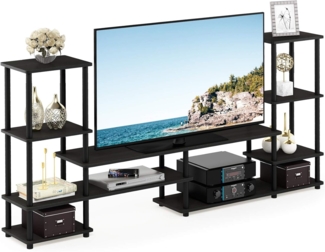 Furinno Turn-N-Tube Groß TV-Ständer, TV-Schrank, TV-Regal, Konsole, Espresso/Schwarz, 197. 1 (Breite) x 93 (Höhe) x 29. 7 (Tiefe) cm