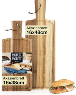 Moritz & Moritz Servierbrett Servierbrett Holz, Akazienholz, (2er Set, 2-St), zum Schneiden, Anrichten und Servieren