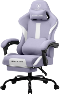 GTPLAYER Gaming Stuhl Bürostuhl Ergonomisch Gaming Sessel mit Kopfstütze und Cloud-Lendenkissen, Gepolstert Gaming Chair mit Fußstütze, Drehsessel,150kg Kapazität, Lila