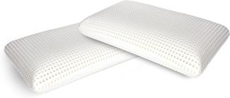 Talamo Italia 2er-Set Kissen für das Bett, 100% Made in Italy, Ergonomisches "Seifen"-Kissen aus perforiertem Memory-Schaum, hypoallergen und atmungsaktiv, 70x40xh16 cm