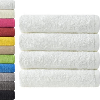 NatureMark 4er Pack Duschtücher, Größe 70x140 cm, Weiß, 100% Baumwolle