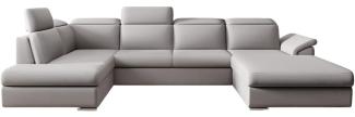 Designer Sofa Emiliano mit Schlaf- und Klappfunktion Stoff Beige Rechts