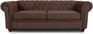 Sofa Chesterfield Asti 3-Sitzer, Couch 3-er, Glamour Design, Couchgarnitur, Sofagarnitur, Holzfüße, Polstersofa - Wohnzimmer (Braun (Capri 45))