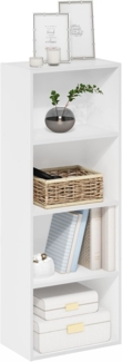 Furinno Luder 4-Tier Open Shelf Bookcase, Holz, Weiß, 23. 7x39. 5x105. 9 cm (B x H x T)