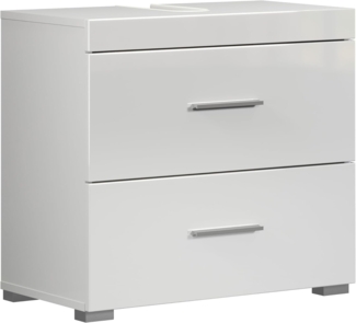 trendteam smart living – Amanda – Waschbeckenunterschrank – Weiß/Weiß Hochglanz – 2 Schubladen mit Vollauszug - (BxHxT) 60 x 56 x 34 cm - Kratzfest & pflegeleicht