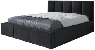 Polsterbett KENET 140x200 mit Matratze, Bettkasten und Lattenrost. Farbe: Schwarz 20