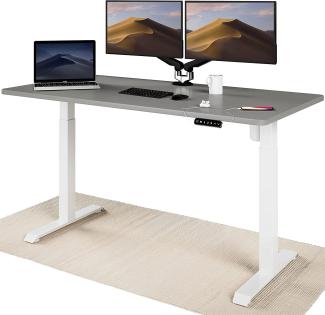 Höhenverstellbarer Schreibtisch (160 x 80 cm) - Sitz- & Stehpult mit Ladebuchsen - Schreibtisch Höhenverstellbar Elektrisch Touchscreen & Stahlfüßen - Schreibtisch Höhenverstellbar von Desktronic