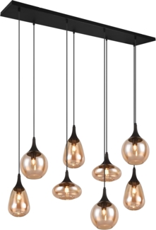 Pendelleuchte LUMINA 8-flammig groß mit Glas amberfarbig, Breite 121cm